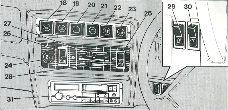 fascia push buttons and controls